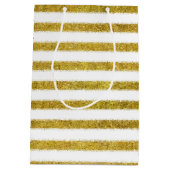 金ゴールドとホワイトシックストライプハート ミディアムペーパーバッグ (裏面)