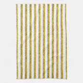 金ゴールドとホワイトシックストライプ キッチンタオル (縦)