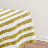 金ゴールドとホワイトシックストライプ テーブルクロス (インサイチュ)