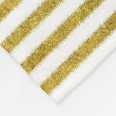 金ゴールドとホワイトシックストライプ フリースブランケット (角)