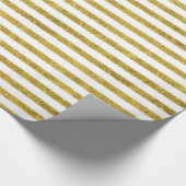 金ゴールドとホワイトシックストライプ ラッピングペーパー (角)