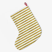 金ゴールドとホワイトシックストライプ ラージクリスマスストッキング (裏面 (吊り時))