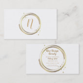 金ゴールドとホワイトシャイニーモダングミニマルラ結婚ム 名刺 (正面/裏面)