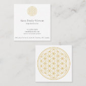 金ゴールドとホワイトシンプルマンダラビジネスカード スクエア名刺 (正面/裏面)