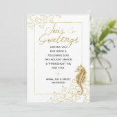 金ゴールドとホワイトシーズ&グリーティング航海のクリスマス シーズンカード (スタンド正面)