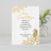 金ゴールドとホワイトシーズ&グリーティング航海のクリスマス 箔シーズンカード (立ち正面)