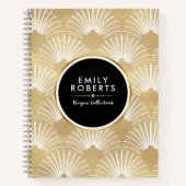 金ゴールドとホワイトジオメトリアートデコパターン ノートブック (正面)