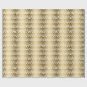 金ゴールドとホワイトジグザグシェブロン ラッピングペーパー (フラット)