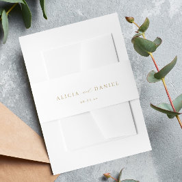 金ゴールドとホワイトスクミニマルリプト結婚式招待状 招待状ベリーバンド