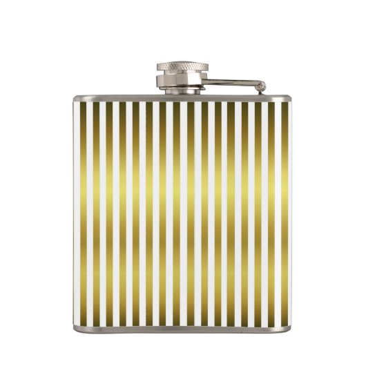 金ゴールドとホワイトストライプのカスタムフラスコ フラスク (裏面)