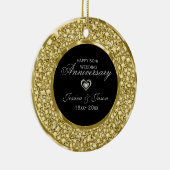 金ゴールドとホワイトダイアモンズシルバーハート セラミックオーナメント (右)