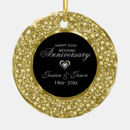 金ゴールドとホワイトダイアモンズシルバーハート セラミックオーナメント