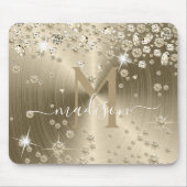 金ゴールドとホワイトダイヤモンド – パーソナライズされた マウスパッド (正面)