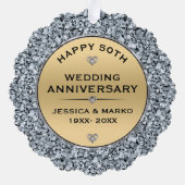 金ゴールドとホワイトダイヤ結婚モンド50周年記念 オーナメントカード (裏面)