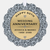 金ゴールドとホワイトダイヤ結婚モンド50周年記念 オーナメントカード (正面)