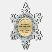 金ゴールドとホワイトダイヤ結婚モンド50周年記念 スノーフレークピューターオーナメント (右)