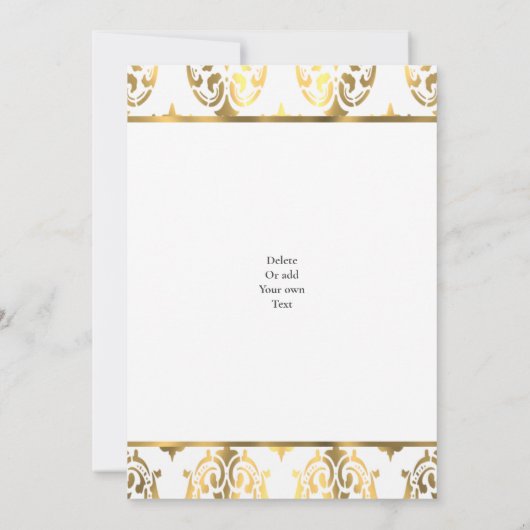金ゴールドとホワイトダマスクの結婚式 招待状 (裏面)