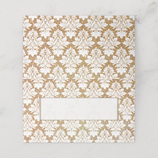 金ゴールドとホワイトダマスクウェディング折り畳み座席表 プレイスカード (外部開封)