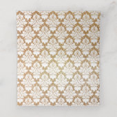 金ゴールドとホワイトダマスクウェディング折り畳み座席表 プレイスカード (内部開封)