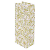 金ゴールドとホワイトデコファンパターン ワインギフトバッグ (正面アングル)