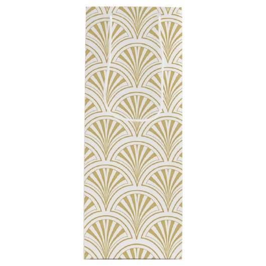 金ゴールドとホワイトデコファンパターン ワインギフトバッグ (正面)