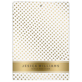 金ゴールドとホワイトドットの幾何学的パターン クリップボード (裏面)