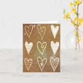 金ゴールドとホワイトハートカスタム結婚式グリーティングカード カード (黄色い花)