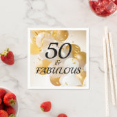 金ゴールドとホワイトバルーン誕生日パーティー スタンダードカクテルナプキン (インサイチュ)