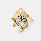 金ゴールドとホワイトバルーン誕生日パーティー スタンダードカクテルナプキン (角)