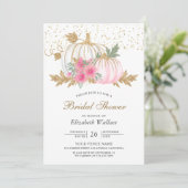 金ゴールドとホワイトパンプキンピンクフローラブライダルシャワー 招待状 (スタンド正面)