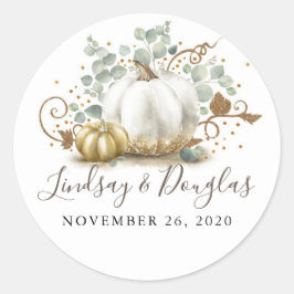 金ゴールドとホワイトパンプキン秋の結婚式 ラウンドシール