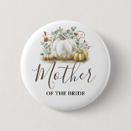 金ゴールドとホワイトパンプキン秋の結婚式 缶バッジ