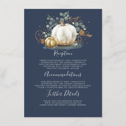 金ゴールドとホワイトパンプキ結婚ンの詳細情報 エンクロージャーカード (正面)