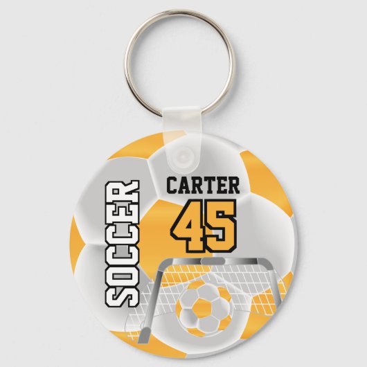 金ゴールドとホワイトパーソナライズサッカー⚽💖 キーホルダー (裏面)