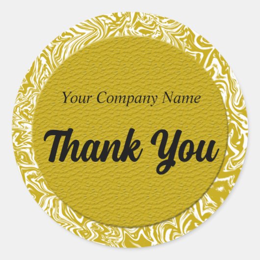 金ゴールドとホワイトビジネスサンキュー ラウンドシール (正面)