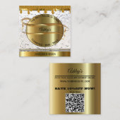 金ゴールドとホワイトビパーソナライズされたジネスカード スクエア名刺 (正面/裏面)