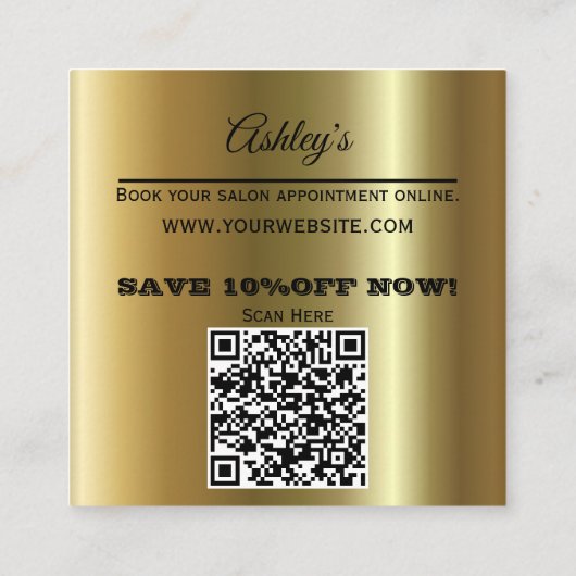 金ゴールドとホワイトビパーソナライズされたジネスカード スクエア名刺 (裏面)