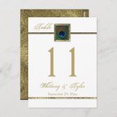 金ゴールドとホワイトピーコックの羽根表番号 ポストカード (正面/裏面)