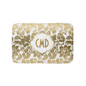 金ゴールドとホワイトフローラダマスク バスマット (正面)