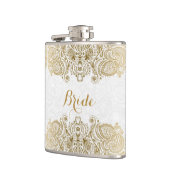 金ゴールドとホワイトフローラペイズリーレース フラスク (左)
