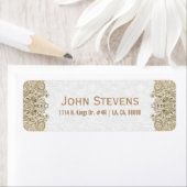 金ゴールドとホワイトフローラペイズリーレース ラベル (インサイチュ)