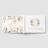 金ゴールドとホワイトフローラリースエレガントな結婚式 ゲストブック (全面)