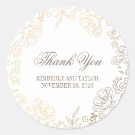 金ゴールドとホワイトフローラヴィンテージ結婚式 ラウンドシール