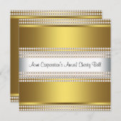 金ゴールドとホワイトブラックタイ企業のパーティー 招待状 (正面/裏面)