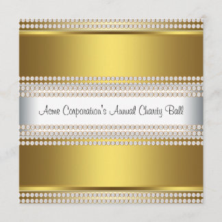 金ゴールドとホワイトブラックタイ企業のパーティー 招待状