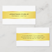金ゴールドとホワイトプロフェッショナルモダン エレガント 名刺 (正面/裏面)