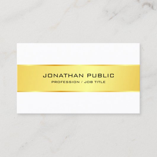 金ゴールドとホワイトプロフェッショナルモダン エレガント 名刺 (正面)
