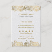 金ゴールドとホワイトペイズリーフローラレース 名刺 (裏面)