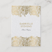 金ゴールドとホワイトペイズリーフローラレース 名刺 (正面)