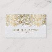 金ゴールドとホワイトペイズリーレース 名刺 (正面)
